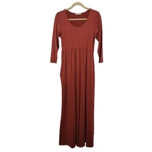 Entro Maxi Dress Mauve Pink Modest Pockets Made in USA 794